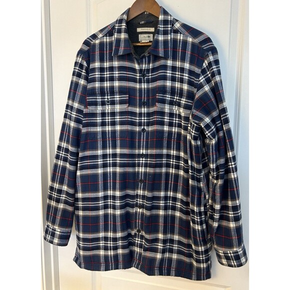 L.L. Bean Other - LL Bean Men Shirt Large Tall Sherpa Lined Flannel Traditional Fit Jacket Shacket
